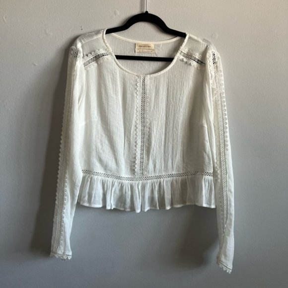 Gorgeous Eyelet Lace Linen Top - Large in Cream - NWOT - Picture 1 of 5